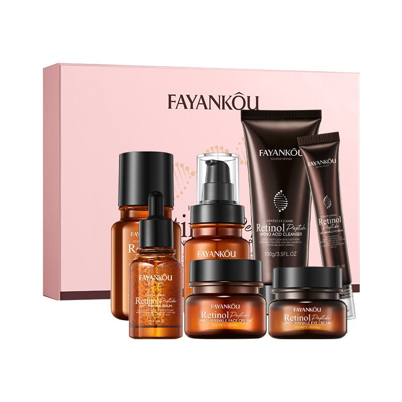 Set completo di sette prodotti per la cura della pelle idratanti antirughe al peptide di retinolo FAYANKOU in inglese_voghion.com