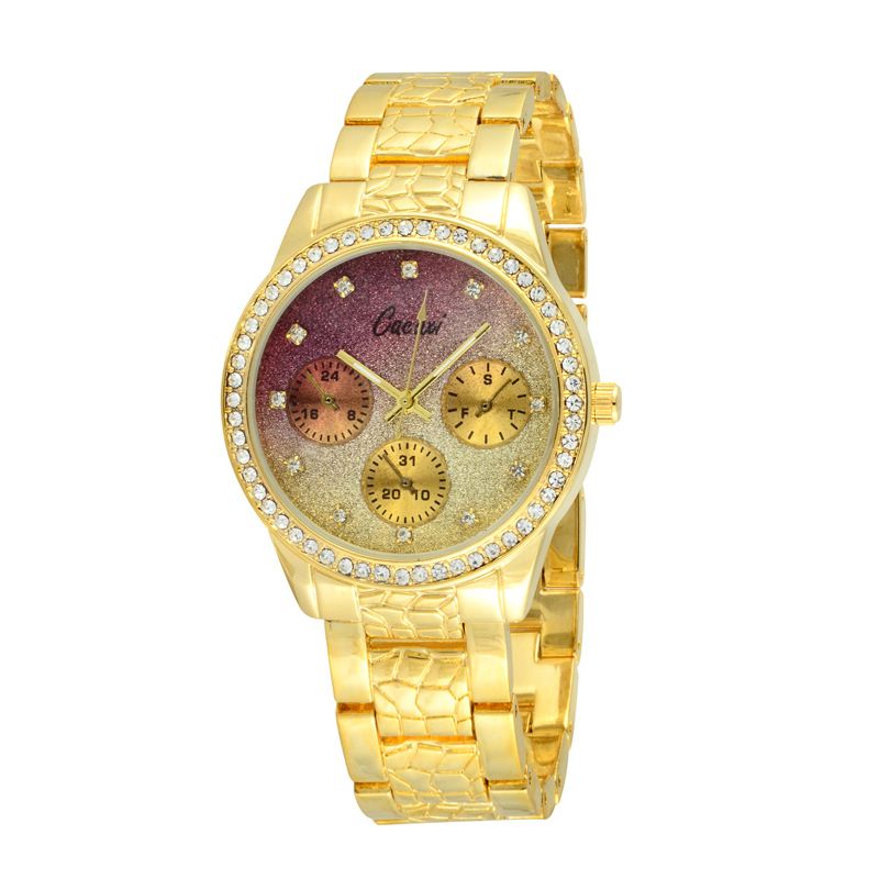 Ceas de damă cu trei ochiuri, model gradient, cu diamant_voghion.com