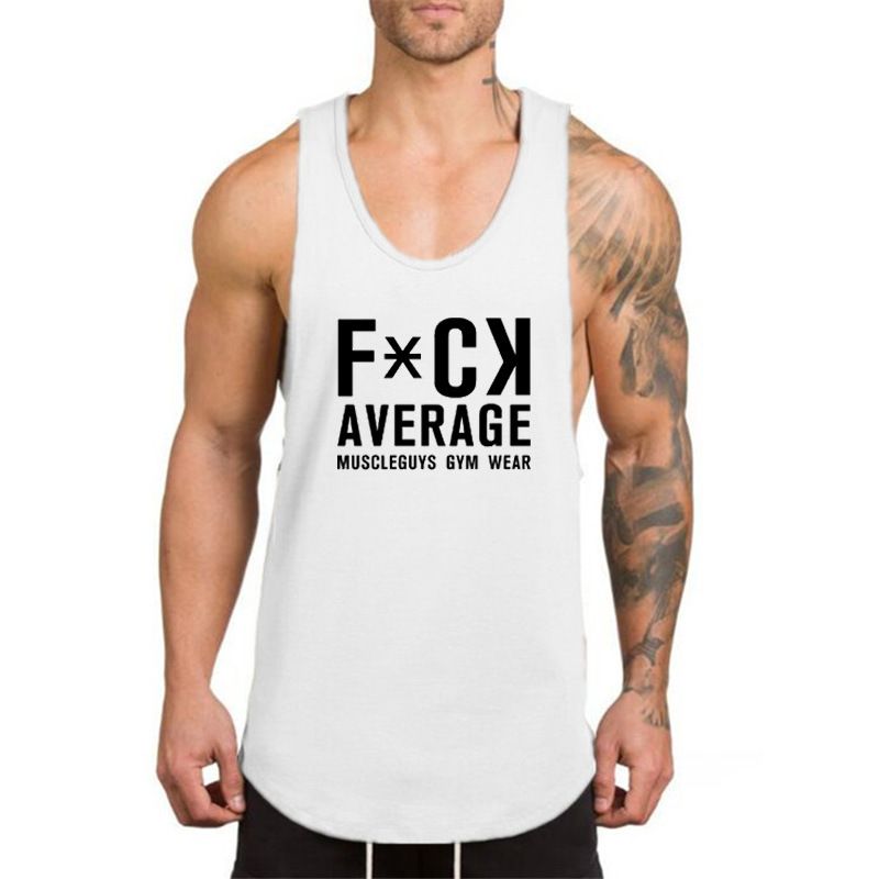 Moški brezrokavnik s tiskanimi angleškimi črkami GYM Muscle Moška poletna majica brez ramen za bodybuilding in fitnes tabore_voghion.com