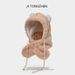 Plush hat, all-in-one women's scarf, cute teddy bear, autumn winter cycling, thickened ear protection, and warmth_voghion.com