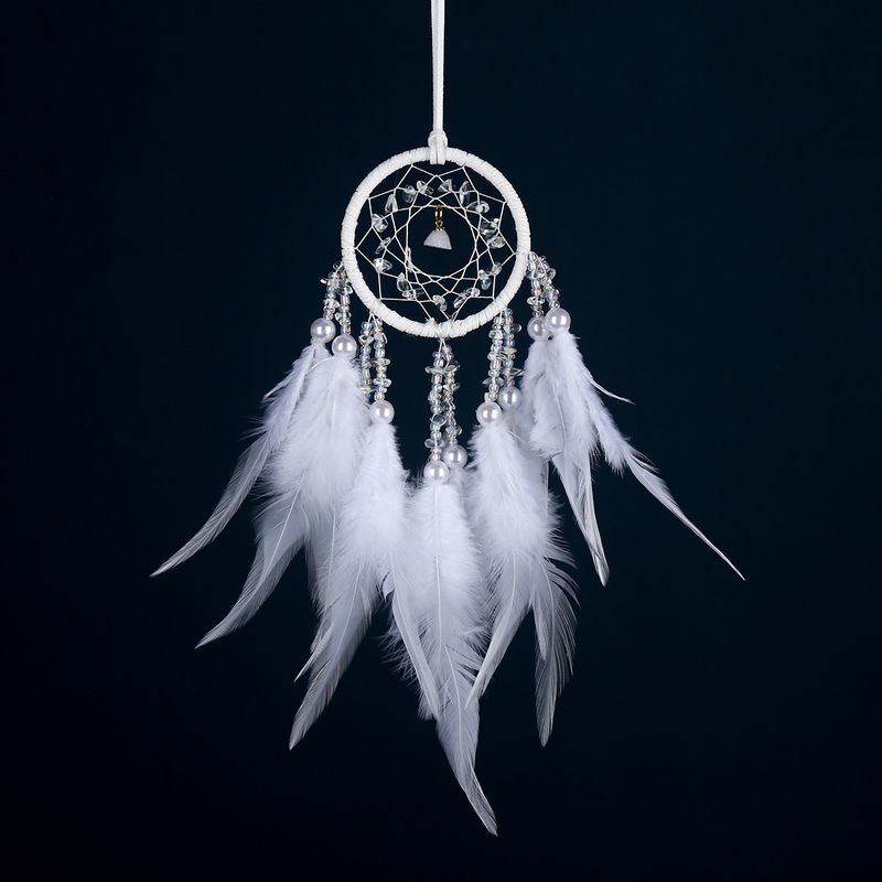 Crystal Stone Pendant Interior Hanging Decoration Feather Dream Catcher Rearview Mirror Car Ornament Exquisite_voghion.com