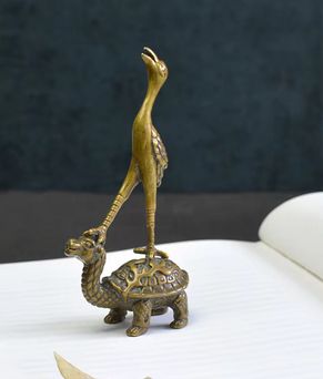 Ornamente de cupru Vintage Feng Shui chinezesc macara broască țestoasă figurine acasă decor retro alamă animale cădelniță birou birou decoratiuni_voghion.com