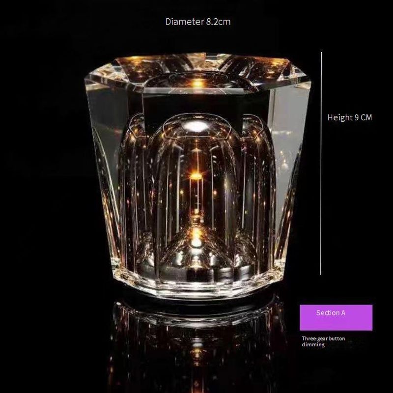 Crystal Diamond Wireless Night Light - Rechargeable LED Table Lamp For Bedroom, Bar & Outdoor_voghion.com
