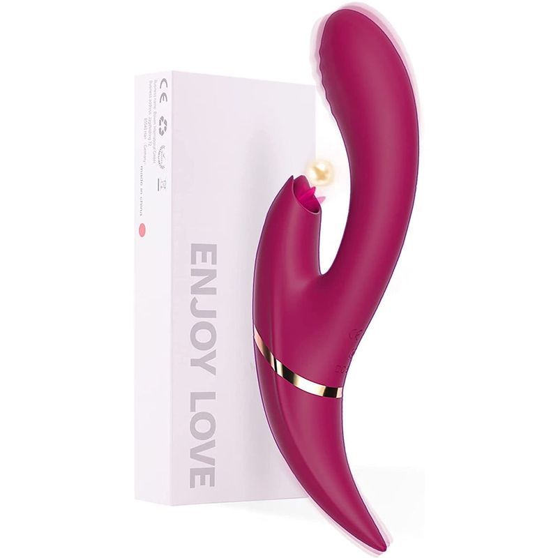 Imimi Vibrator For Her Clitoris And G-Spot, 10 Vibrations And Tongue Lick Modes, Sex Toy For Women, 3 In 1 Vibrators Women Quiet Dildo(Red)_voghion.com