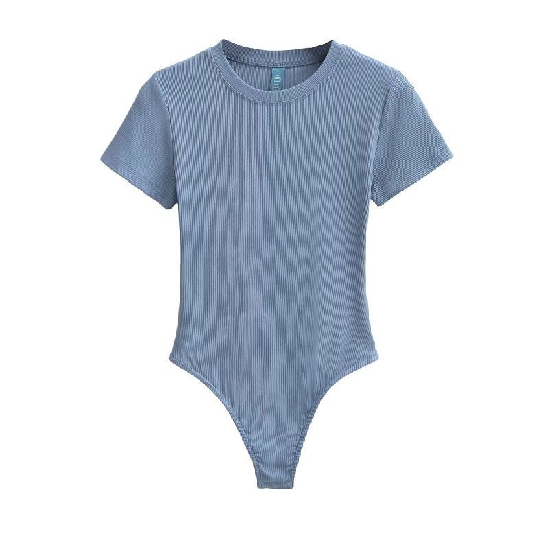 Women's Clothing Spring And Summer New Sexy Small Round Neck Short Sleeved Jumpsuit Female Slimming Bottoming Shirt T Shirt Top_voghion.com