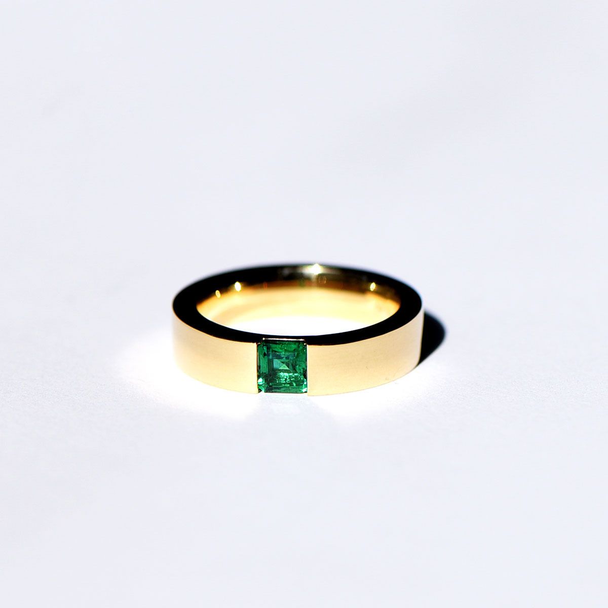 Card Set Natural Emerald Zircon Ring Gold-plated Green Men's Simple And Trendy Ins Domineering Style_voghion.com