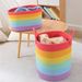 Wäschekorb aus Baumwollseil in Regenbogenfarben – großer gewebter Aufbewahrungsbehälter für Spielzeug, Kleidung und Haushaltsgegenstände (bunt, langlebig und geräumig)_voghion.com