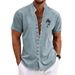 Herrenbekleidung Sommer Neues Retro-Kurzarmhemd aus Baumwolle und Leinen mit Button-Down-Kragen_voghion.com