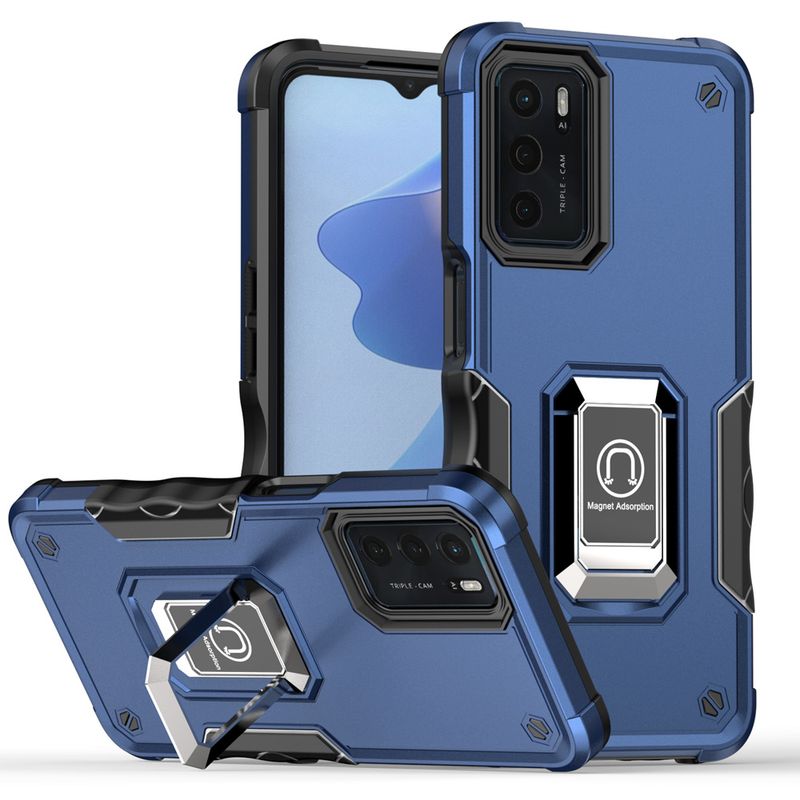 KEYSION stoßfeste Rüstungshülle für OPPO A16 A16S A74 A95 4G, Silikon + PC-Ring-Ständer, Telefon-Rückseite für OPPO Reno 6 5G 6_voghion.com