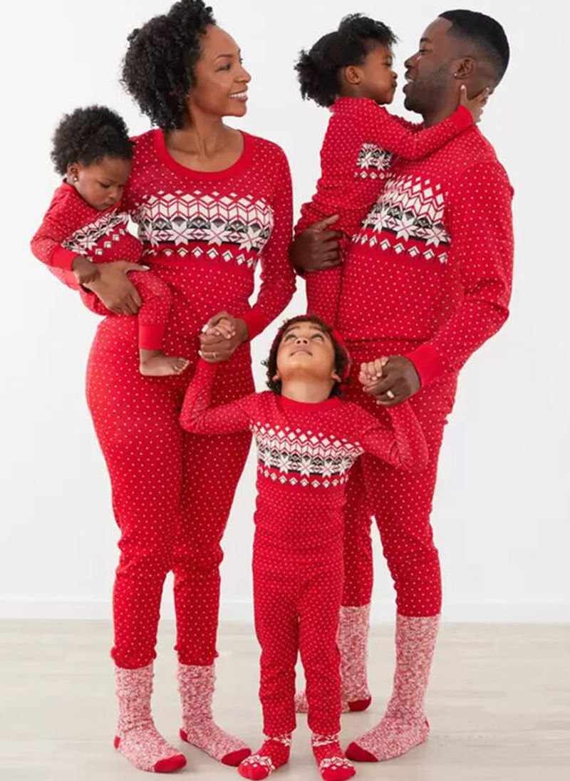 Family Matching parent child Christmas Christmas printed parent child pajamas set_voghion.com