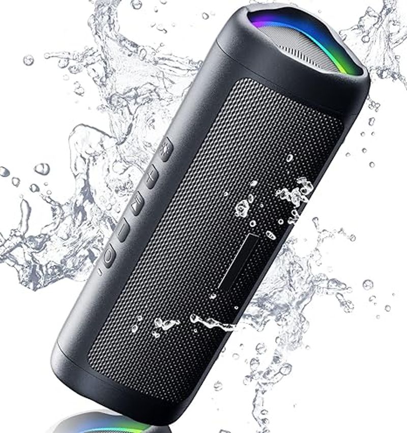 Difuzor Bluetooth cu sunet de înaltă definiție, wireless portabil, rezistent la apă, 20 de ore de redare, împerechere TWS, BT5.3, potrivit pentru utilizare/petrecere/în aer liber._voghion.com