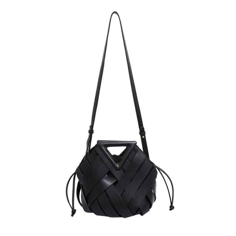 LEMON KOKO Woven Crossbody Bag For Women - Stylish Bucket Shoulder Bag With Drawstring Closure, Soft PU Material, Multiple Pockets_voghion.com