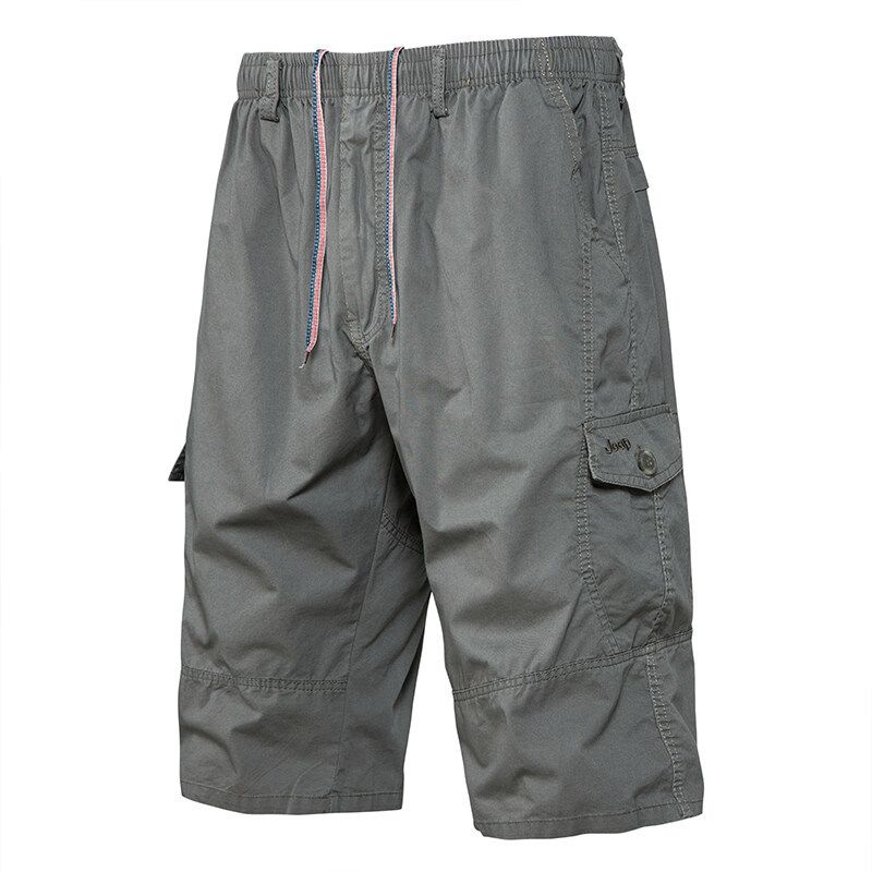 Pantalon de travail ample et surdimensionné pour homme, coupe courte, multi-poches, en coton, fin, décontracté, taille moyenne_voghion.com