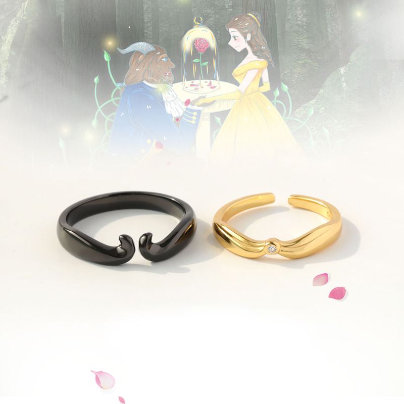 Coppia di anelli "Beauty Beast" con apertura regolabile per uomo e donna, design a lunga distanza, regalo per persona amata_voghion.com