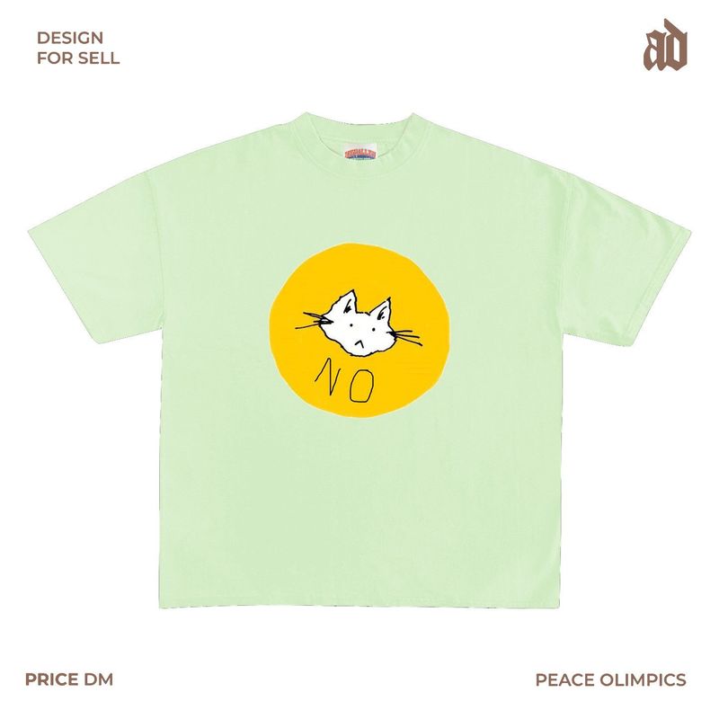 Mori Bird Trendy Brand Lightweight Regular Shoulder Cat Refuses Print T-Shirt Eye-catching Pattern Fresh Sle_voghion.com