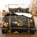 Black And Gold Brushed Chemical Fiber Digital Printing Golden Pattern Psg Bedding Three Piece Bed Sheet_voghion.com