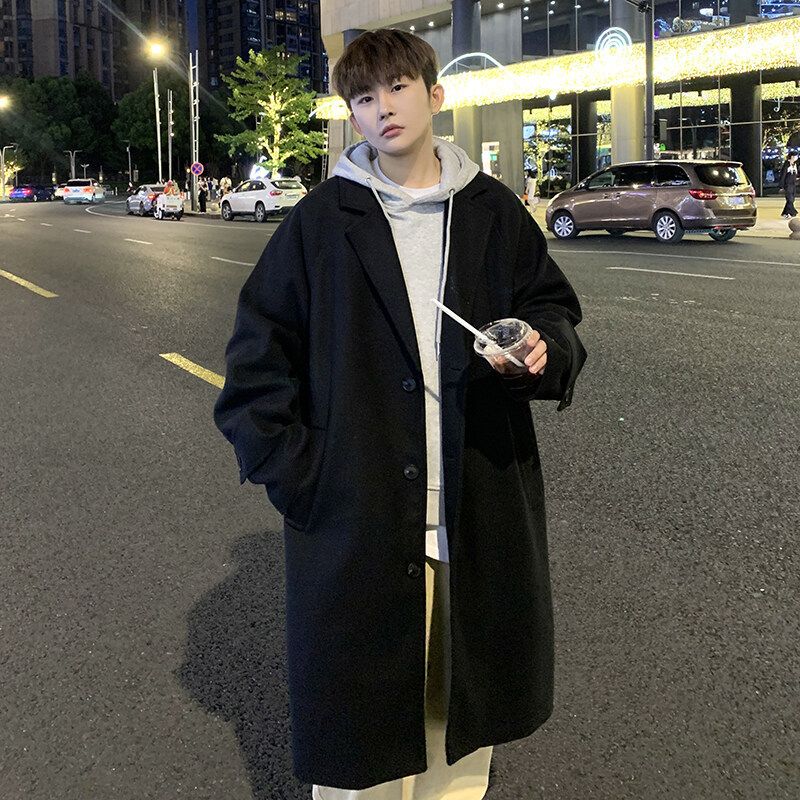 British style knee length single breasted woolen coat_voghion.com