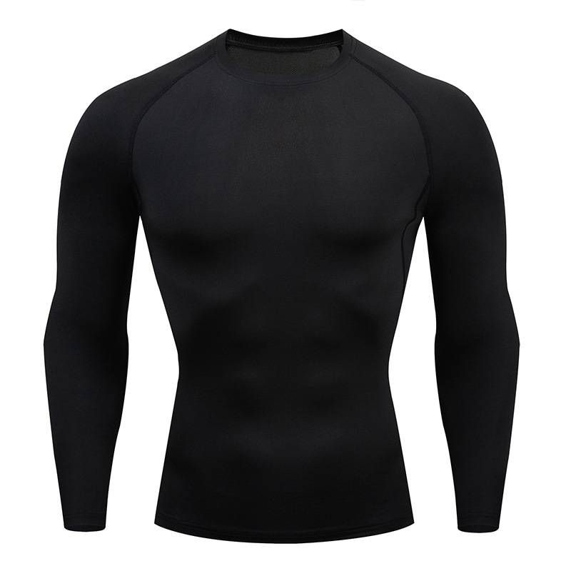 T-shirt à manches longues pour homme, vêtement de compression, de course, de basket-ball, d'entraînement sportif, à séchage rapide et très élastique_voghion.com