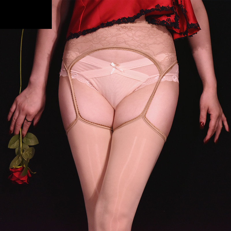 Women's Intimates Lace Suspenders Black See Through One Piece Open Crotch Free To Take Off Four Sided Open Crotch Hollow Silk Stockings_voghion.com