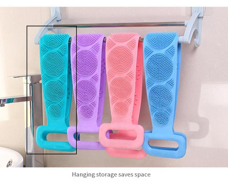 Silicone Bathing Artifact Massage Bath Towel Bath Brush Back Scrubbing Bath Brush Double Sided Long Strip Rubbing Mud And Ash_voghion.com