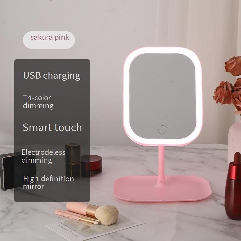 ​LED Makeup Mirror With 3 Color Modes - Adjustable Desktop Vanity Mirror With Touch Control_voghion.com
