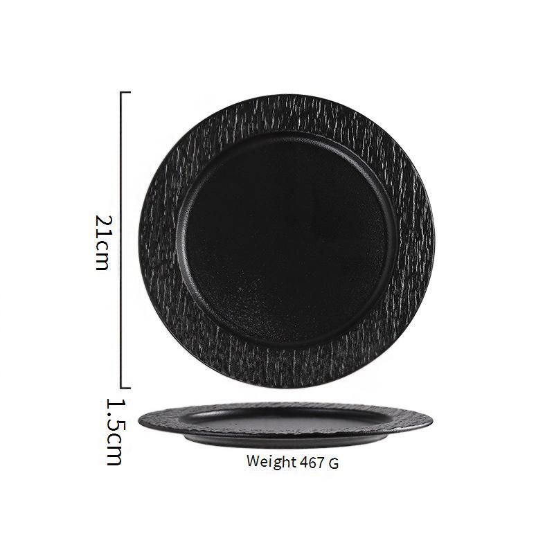 Stone Texture Ceramic Steak Plate - Restaurant-Grade Flat Dish For Pasta/Salad (12-Inch Premium Porcelain, Microwave & Oven Safe)​_voghion.com