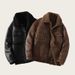 Men's Casual Faux Leather Fleece-Lined Jacket With Notched Lapel, Single-Breasted, Windproof & Warm Winter Coat For Outdoor & Daily Wear ( M-5XL)_voghion.com