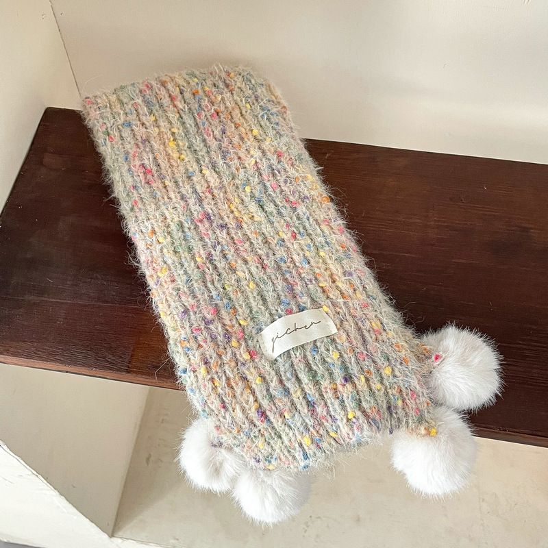 Male And Female Baby's Stylish Colorful Dot Ball Versatile Small Fresh Candy Color Knitted Yarn Children's Scarf_voghion.com