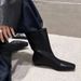 Korean Style Square Toe Flat Mid-Calf Short Versatile Fashion Single Wide Tube Slim Riding Boots Women_voghion.com