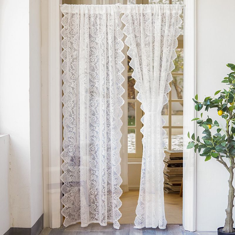 Cortina de renda vintage francesa – transparente, mas privativa, painel de porta e janela sem furos, pronta para pendurar para decoração de quarto, banheiro e cafeteria_voghion.com
