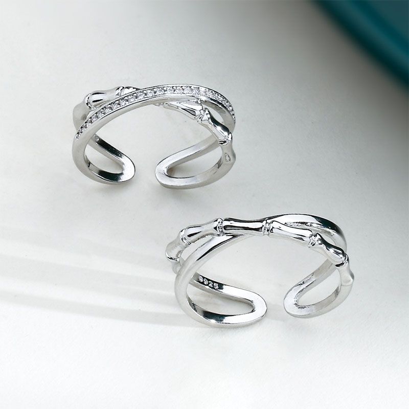 Stamp VENUS  Sier Color Lovers Antithetical Ring For Women Slub Double Layer Overlapping Jewelry Gift  Dro_voghion.com