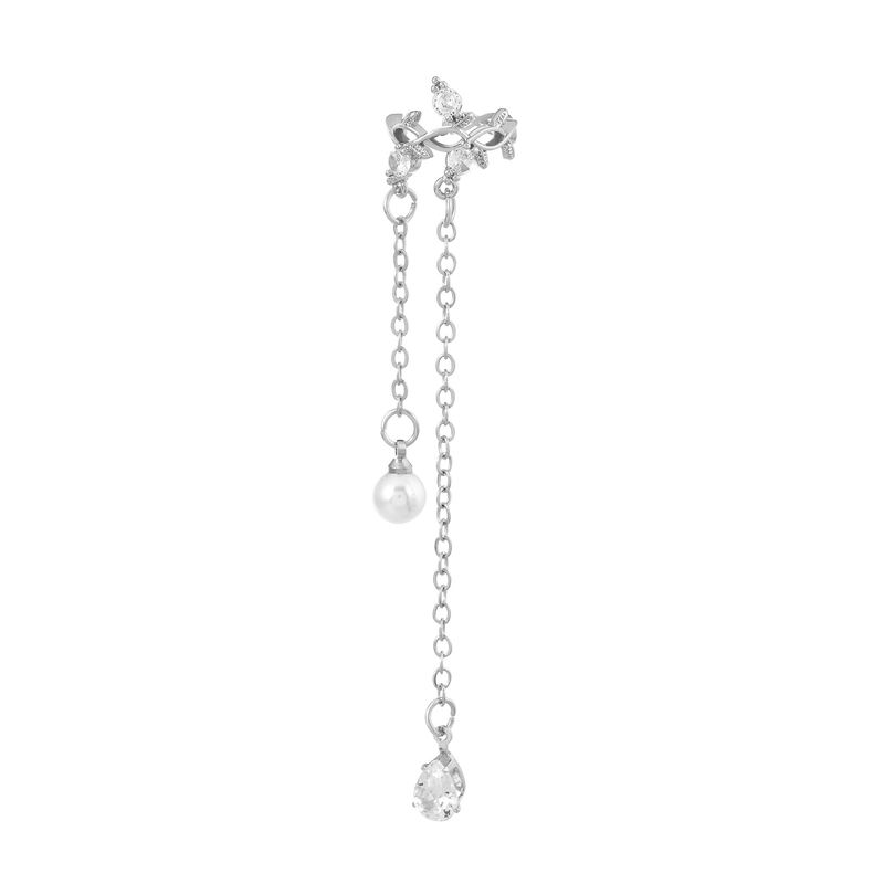 Vintage Vine Quaste Ohr Knochen Clip weibliche Mode Temperament Nische Zirkon Perle Ohr Clip ohne durchbohrte Licht Luxus Ohrringe_voghion.com