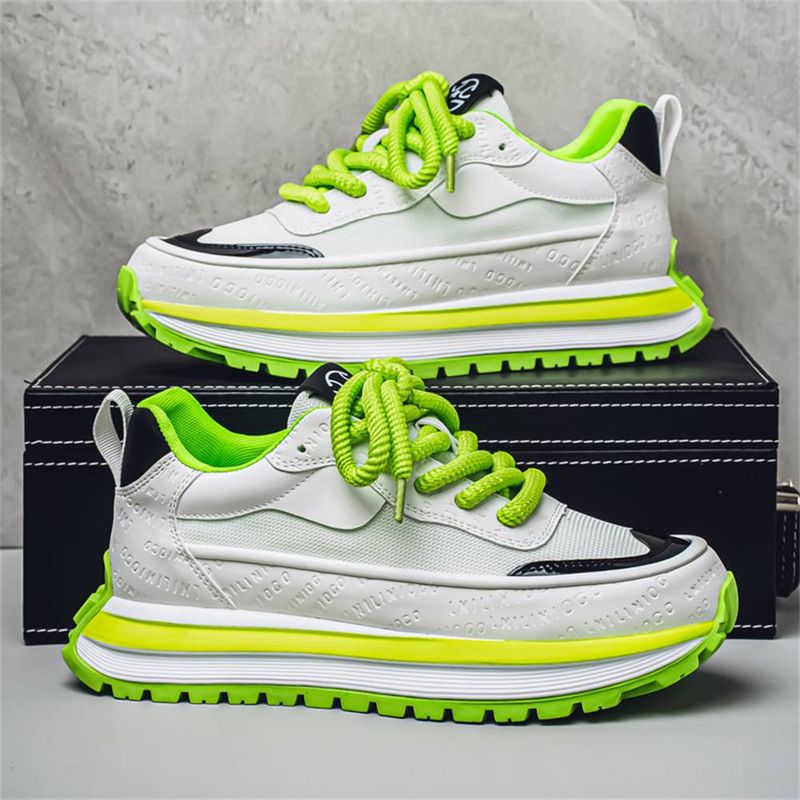 2025 Fashion Sneakers Men's Low Top Lace-Up Artificial PU+Mesh Breathable Height Increase Non-Slip Wear-Resistant Running Shoes_voghion.com