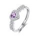 Anello a forma di cuore con design di nicchia in argento puro, regolabile, elegante, con cristalli naturali colorati, per donne_voghion.com