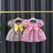 Mädchenkleid Kinderkleidung Ölgemälde Druck Prinzessin Kleid Lässiges Blumenschleifenkleid Niedlicher Baby Mädchen Puffärmelrock_voghion.com