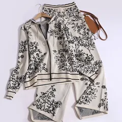Ensemble tricoté tendance pour femme, pull à capuche, pantalon large, rajeunissant, printemps et automne, deux pièces