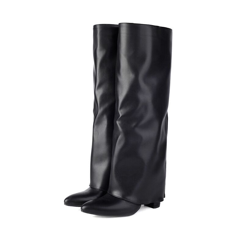 New Fall Pointy Chunky Heel Thigh-high Boots For Women_voghion.com