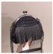 New Trendy Diamond Rivet Tassel Chain Single Shoulder Crossbody Handheld Clip Shell for Dinner Women's Bag_voghion.com