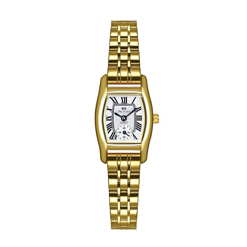 BS Damenuhr Luxus Quarz Damenuhr Armband tonnenförmiges Zifferblatt_voghion.com