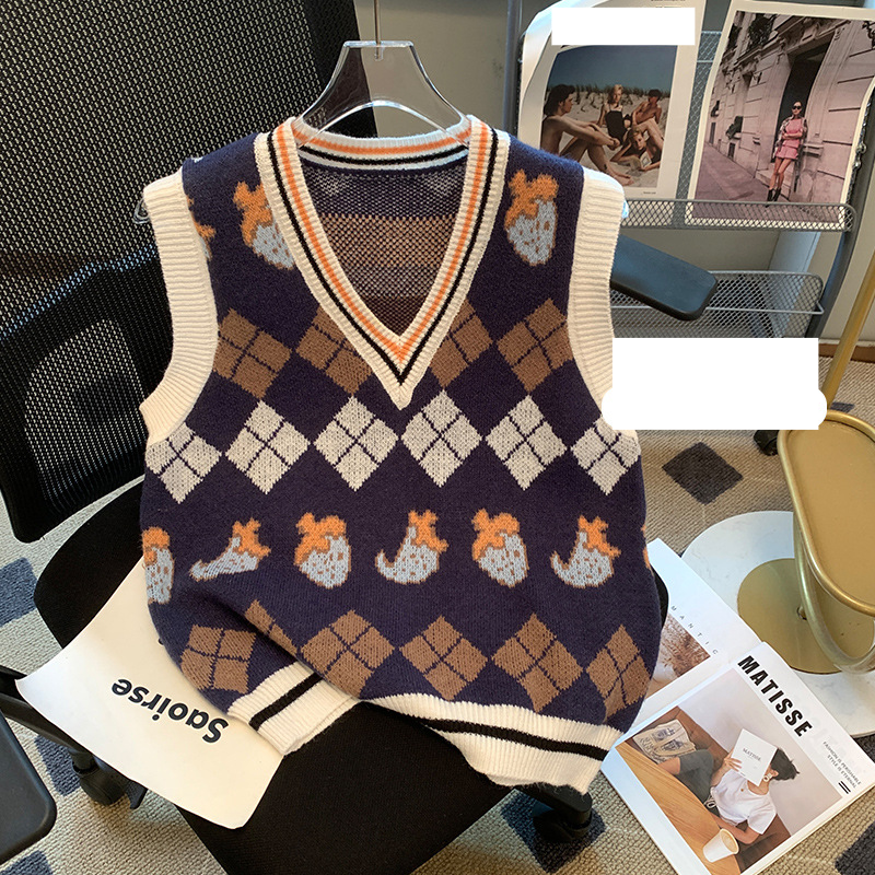 Women's Clothing Versatile sweater vest autumn and winter new V neck outer wear sleeveless vest knitted sweater female pullover top female_voghion.com