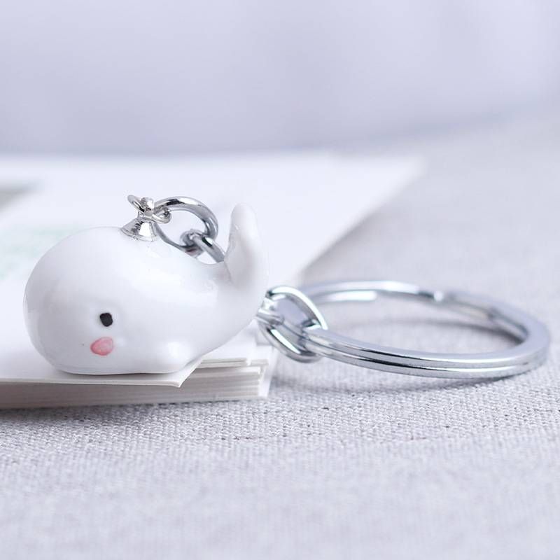 Colorful Ceramic Whale Keychain - Handmade Porcelain Animal Pendant, Cute Key Ring For Women/Men, Small Bag Charm, Perfect Birthday/Christmas Gift_voghion.com