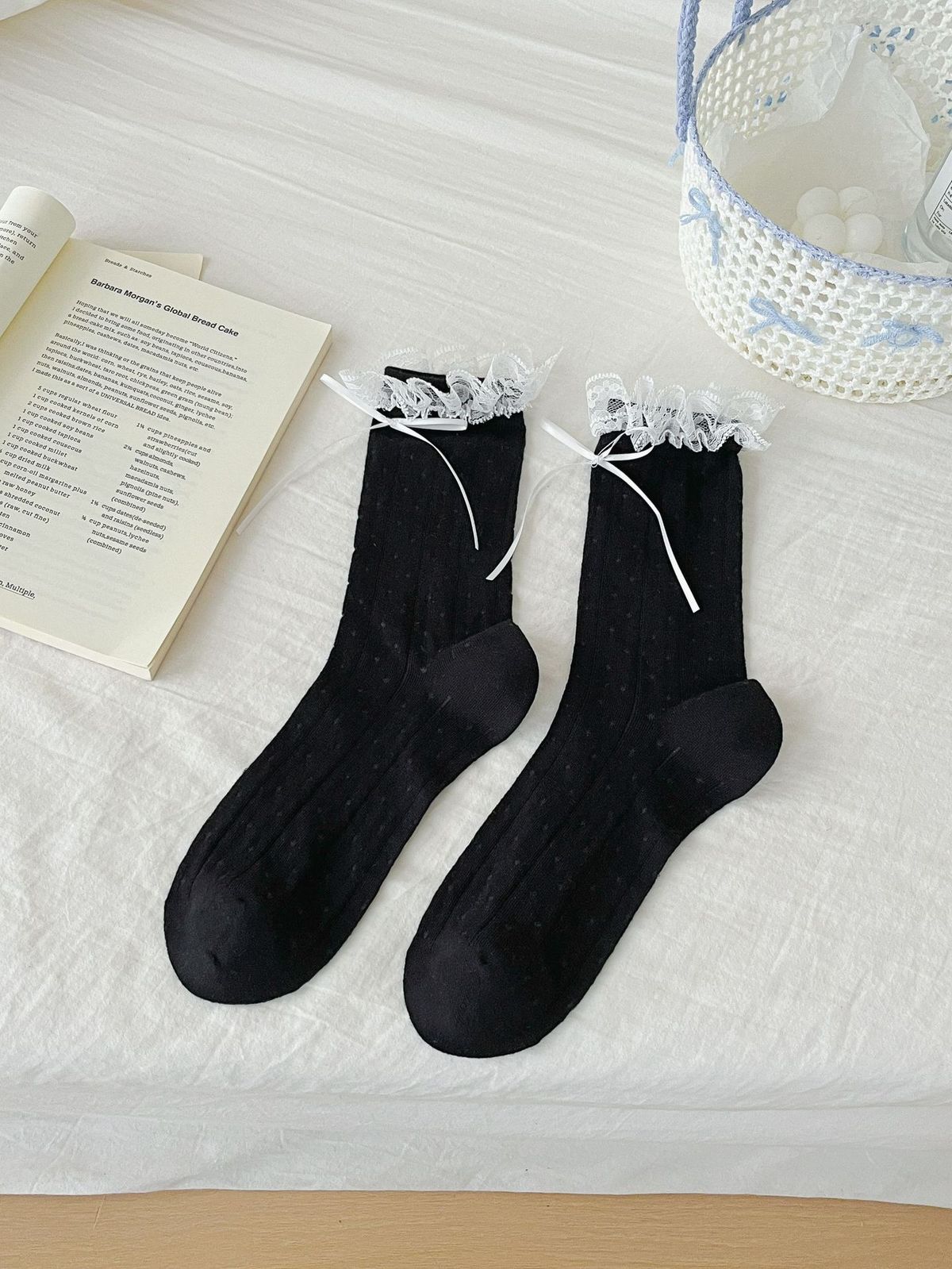 Ohne Knochen Süße Wind Spitze Bogen Weibliche Mittleren Koreanischen Ausgabe Nette Zubehör Stapeln Socken_voghion.com