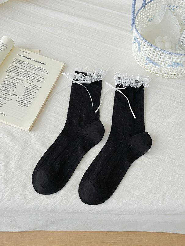Ohne Knochen Süße Wind Spitze Bogen Weibliche Mittleren Koreanischen Ausgabe Nette Zubehör Stapeln Socken_voghion.com