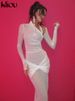 Kliou Elegant Mesh See Through Maxi Dress Women Hipster Full Sleeve Backless Body-shaping Stunning Robe Lady Evening Attirewear_voghion.com