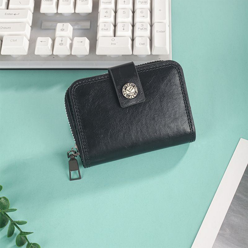 New Men's Oil Wax Leather Accordion Large Capacity Card Case ID Holder Coin Purse_voghion.com