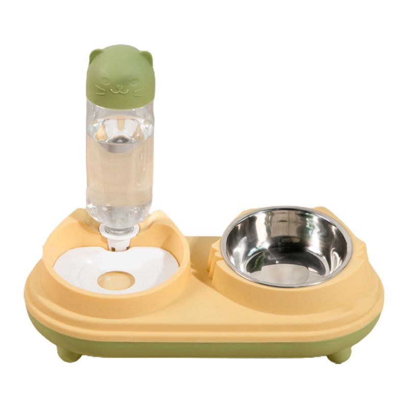 Guangying 1Set Fashion 3 In 1 Cat Bowl Double Bowl Automatic Drinking Bowl Neck Protection Dog Cat Drinking Feeding Bowl Pet Supplies_voghion.com