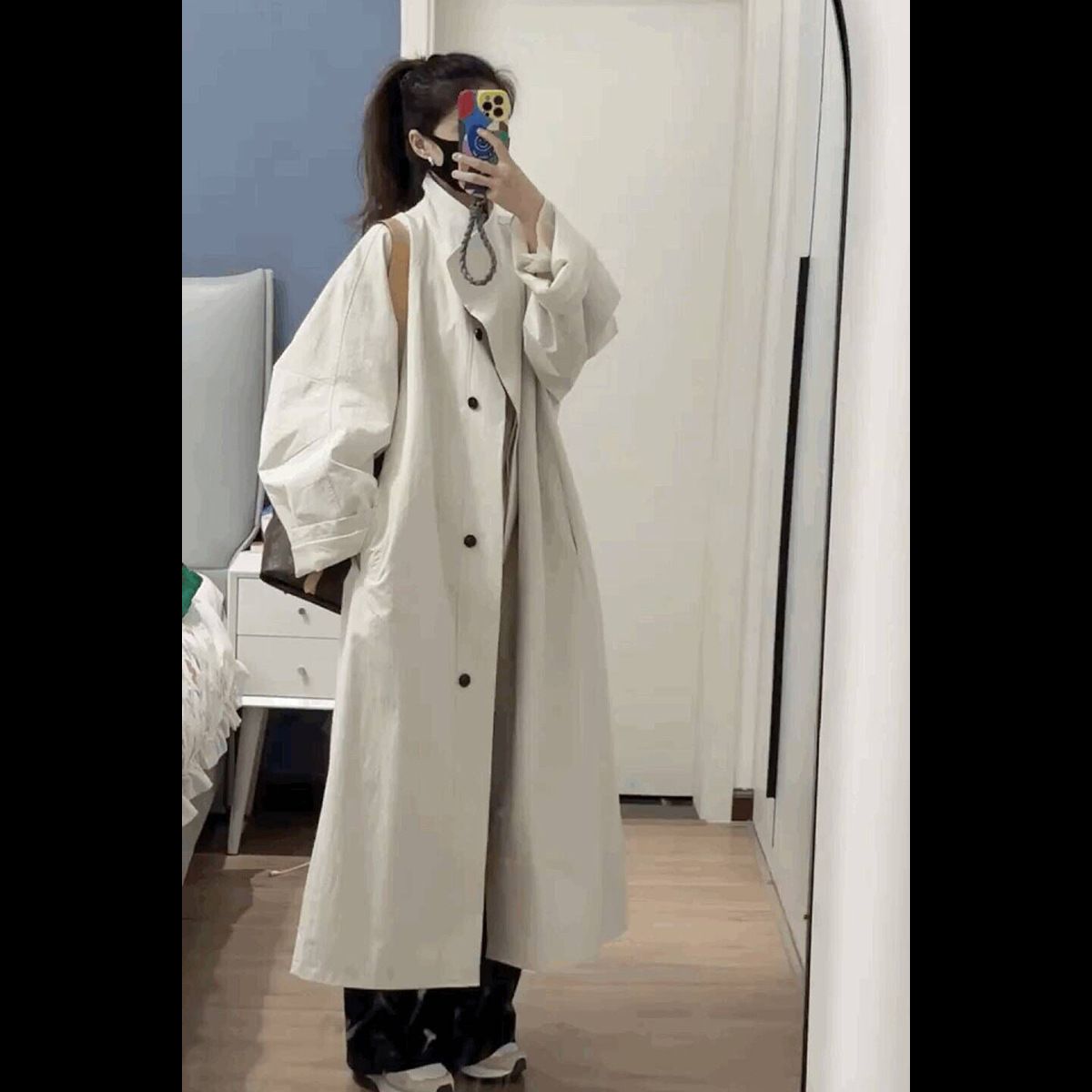 Mittellanger Trenchcoat für Damen, Herbst, kleine Größe, britischer Stil, weißer Mantel, modisch, elegant, super schön_voghion.com