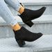 2023 Autumn Winter New European And American Style Martin Slip-On Chunky Heel Short Plus Size Women's Boots Dropshipping_voghion.com