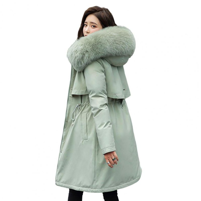 Chaqueta de invierno para mujer, Parka a la moda, abrigo largo con forro de lana, Parka ajustada con cuello de piel, traje de nieve cálido, novedad de 2022_voghion.com