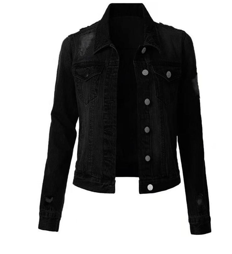 hot style slim fit ripped denim tops ladies denim jackets_voghion.com